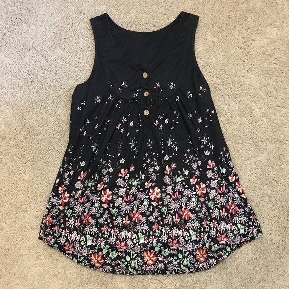 Black Pastel Floral Babydoll Tank Top - Picture 9 of 13